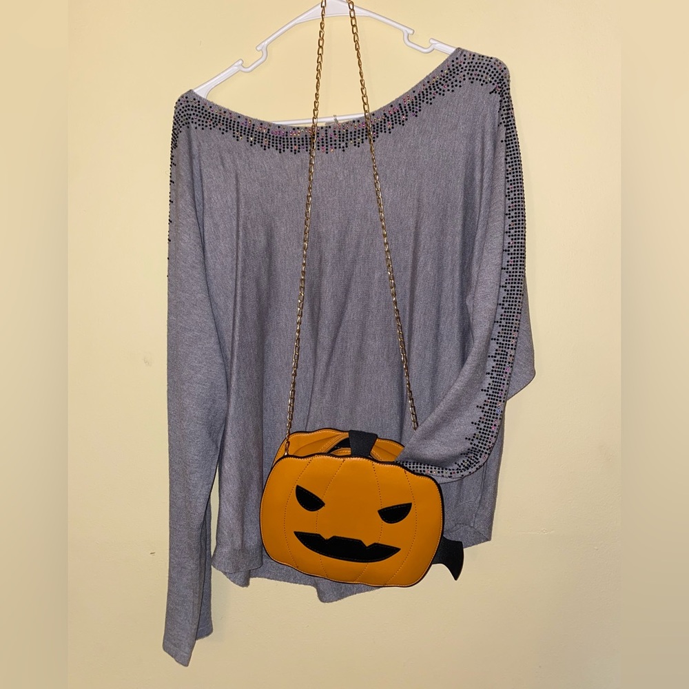 Villa Milano size XL gemstone embedded gray sweater